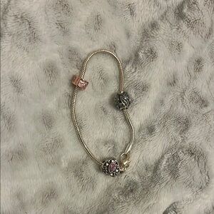 Pandora Silver and Pink Charm Bracelet